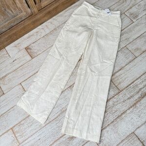 Brooks Brothers off white linen wide-leg trousers